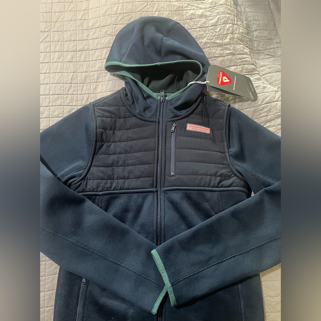 Vineyard Vines Boys Brand New Full Zip Hoodie Size Large In Navy